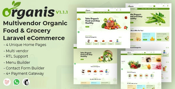 Organis (v1.2.2) Multivendor Organic Food & Grocery Laravel eCommerce