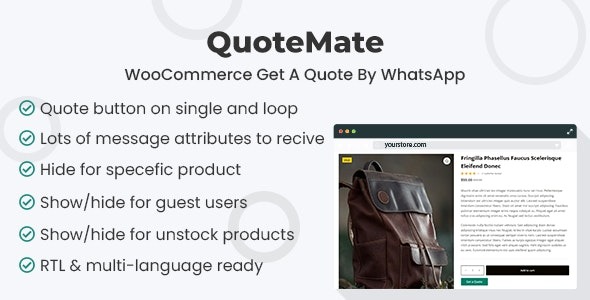 QuoteMate v1.0.1 WooCommerce Get A Quote By WhatsApp