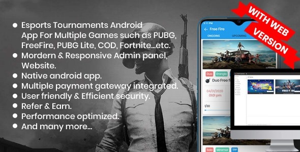 BattleMania With Web version v5.3.1  Tournament App with Website & Admin Panel for PUBG / Free Fire / COD [Activated]