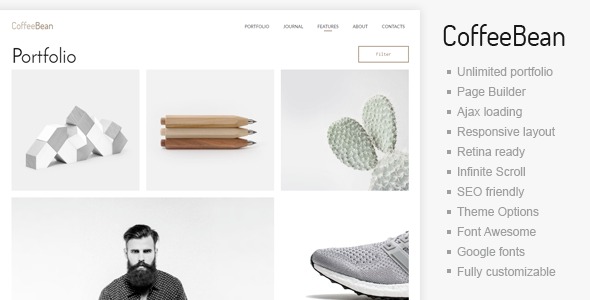 CoffeeBean v1.20 Portfolio and Blogging WordPress Theme