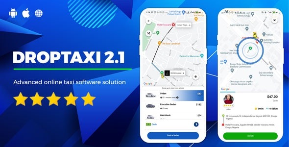 Droptaxi (v2.2.0) white label taxi app software script php