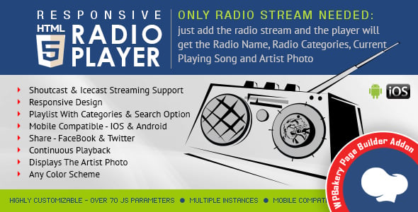 HTML5 Radio Player (v2.4.2) WPBakery Page Builder Addon