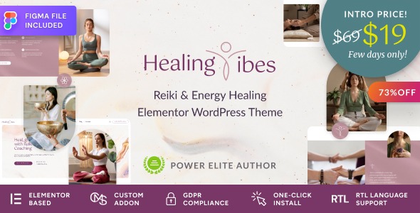 Healing Vibes v1.1.0 Reiki Healing & Meditation Coaching WordPress Theme