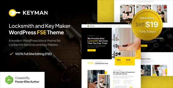 Keyman v1.0.0 Locksmith & Key Maker Services FSE WordPress Theme