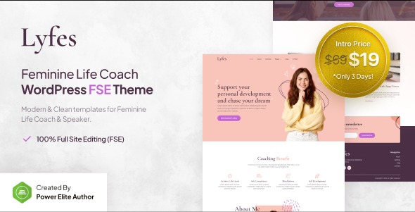Lyfes v1.0.0 Feminine Life Coach & Speaker FSE WordPress Theme