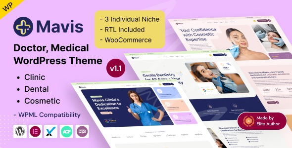 Mavis (v1.6) Doctor & Medical Clinic Elementor WordPress Theme