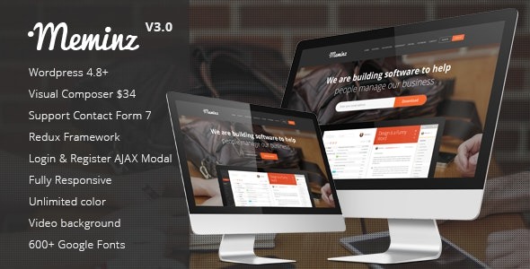 Meminz (v3.1) Download Software Landing Page Theme