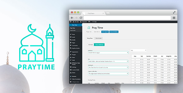 PrayTimes (v1.0.2) Islamic Prayer Time WordPress Plugin