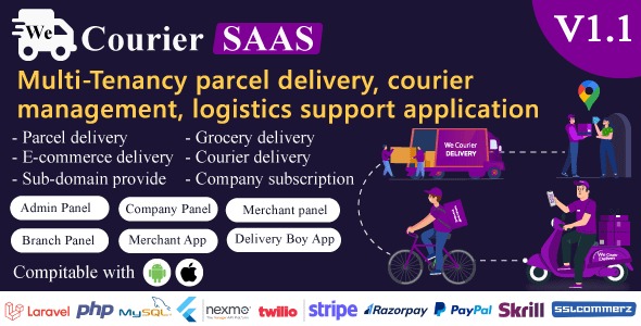 We Courier SAAS v1.1 – Multi-Tenancy courier and logistics management – merchant, delivery app with admin