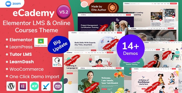 eCademy (v6.9) Elementor LMS & Online Courses Theme [Activated]