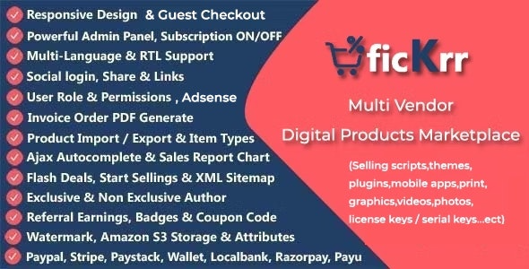 Fickrr v4.2 Multi Vendor Digital Products Marketplace With Subscription [Activated]