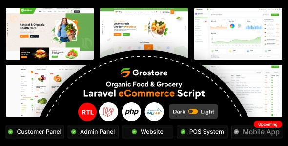 GroStore v4.4.1 Food & Grocery Laravel eCommerce with Admin Dashboard