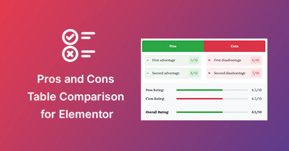 Pros & Cons Widget for Elementor v1.2.0