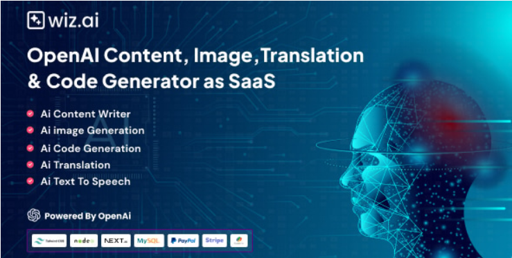 WizAI v1.5 – OpenAI Content, Image, Translation, ChatBot, and Speech to Text Generator SaaS Platform