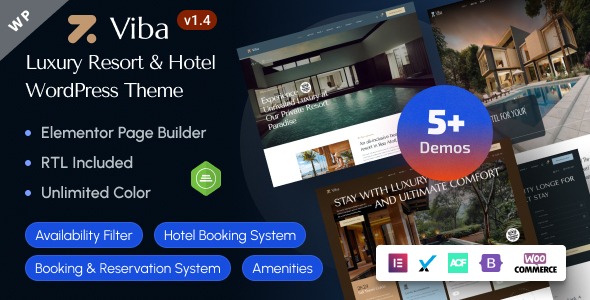 Viba v1.4.0 Luxury Resort & Hotel Elementor WordPress Theme