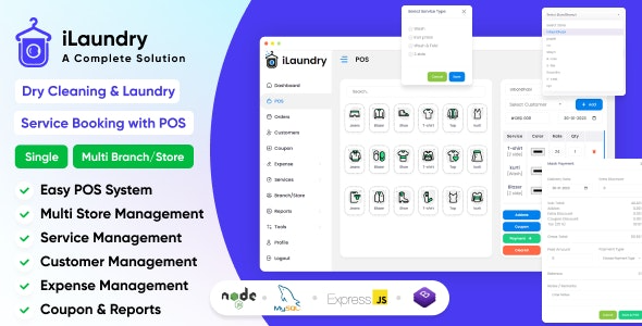 iLaundry (v1.2) Dry Cleaning & Laundry Service Booking with POS | Single & Multi Branch Complete Solution